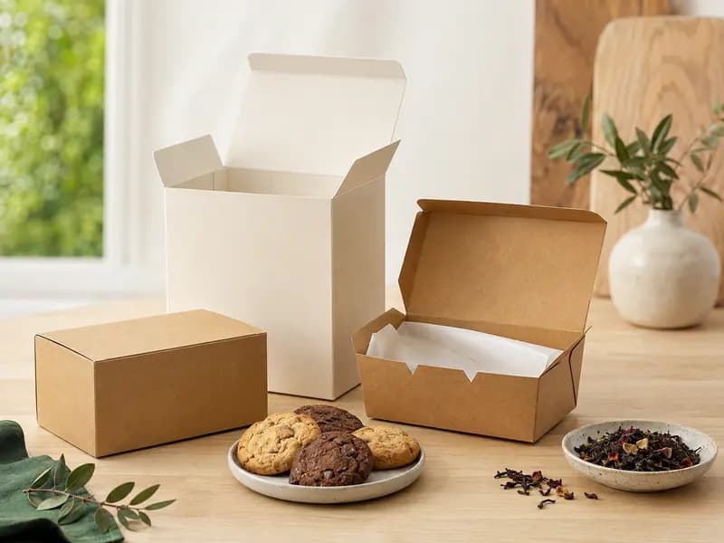Food packaging options including kraft takeaway boxes and folding paperboard cartons