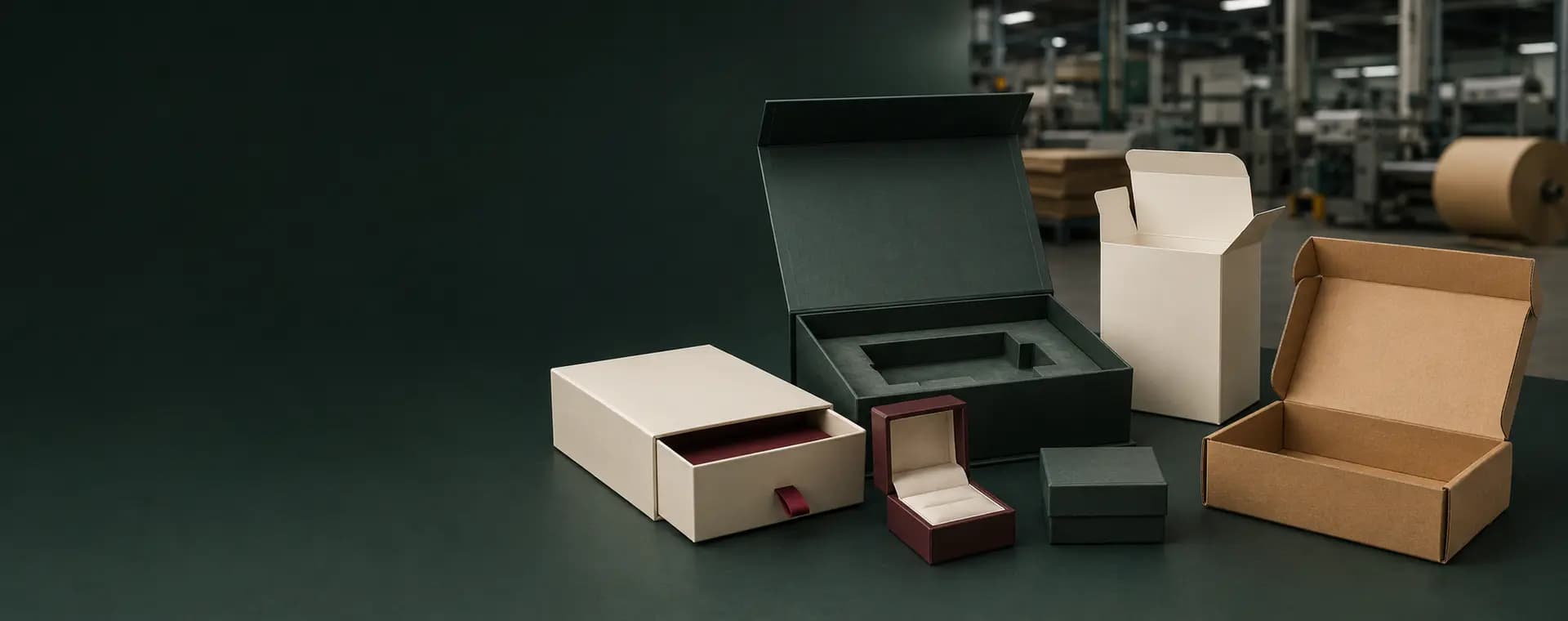 Custom packaging box manufacturer producing rigid gift boxes, folding cartons and corrugated mailers