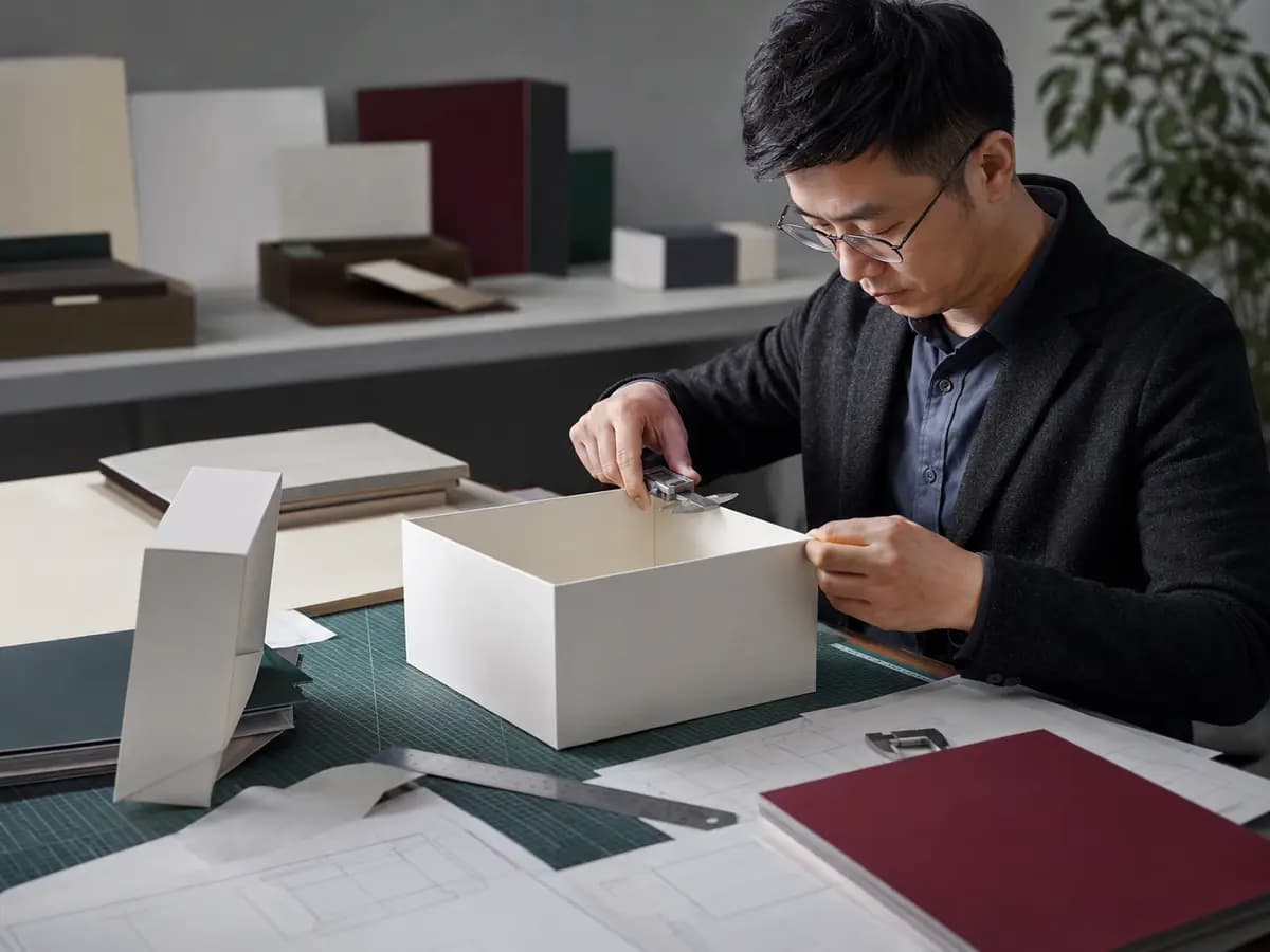 Packaging structural design workflow with dielines, blank prototypes and measuring tools