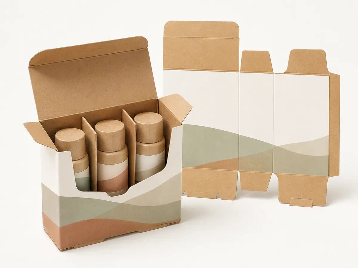 Auto lock bottom skincare folding carton with recyclable paperboard divider