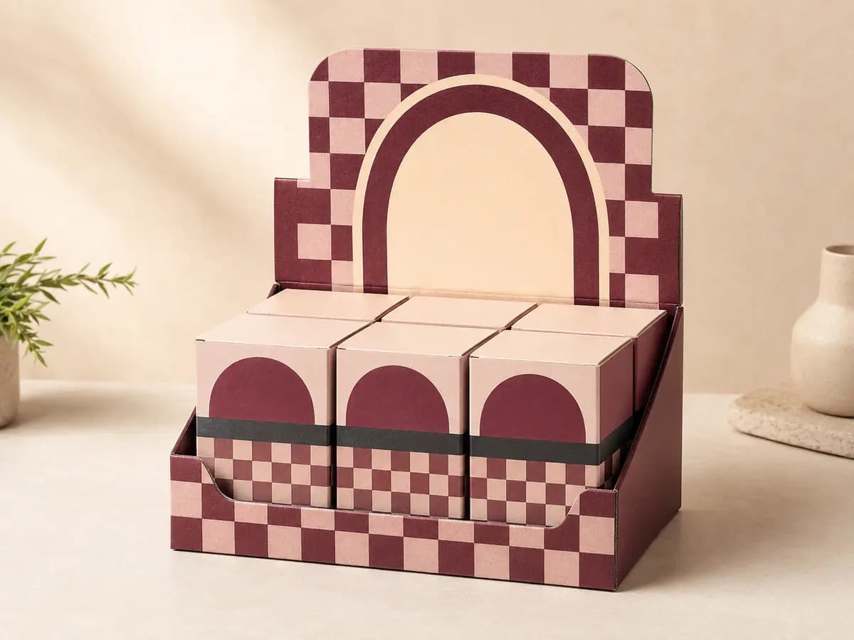Custom retail counter display box with shelf-ready paperboard cartons